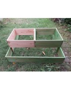 Carrée Potager Modulable en Bois avec 2 modules d'extension avec un mélange de vert de bois non teinté