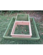 Carrée Potager Modulable en Bois avec 2 modules d'extension avec un mélange de vert de bois non teinté