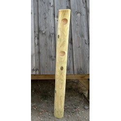 Poteau départ/arrivée 2 lisses pour barrière en bois