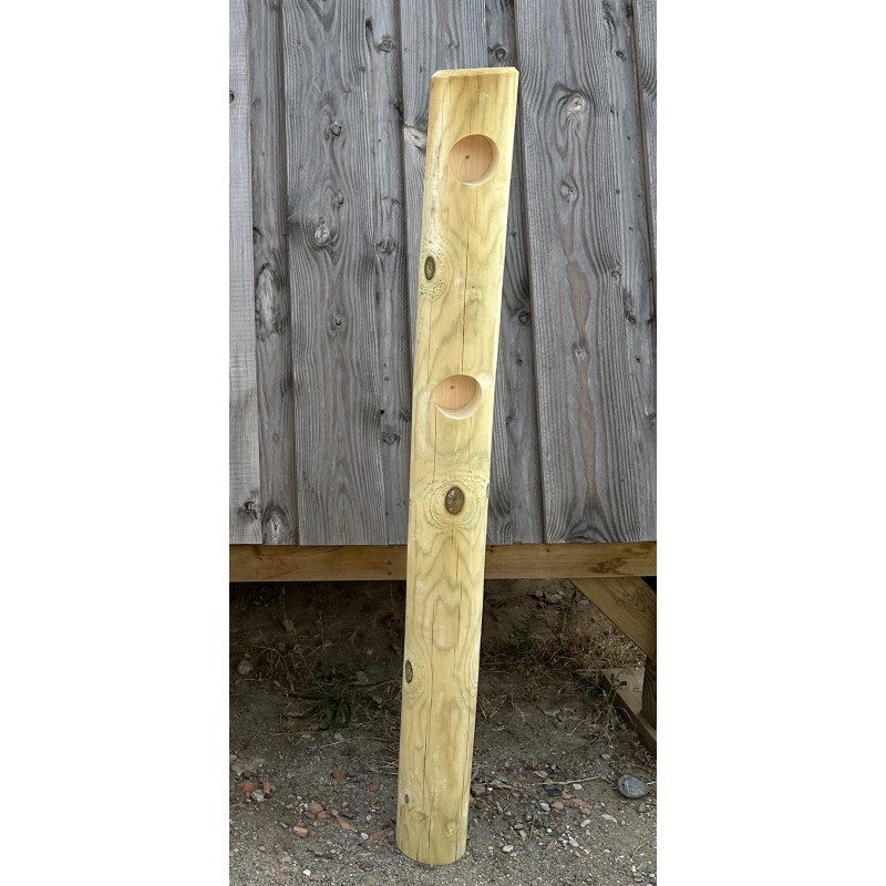 Poteau départ/arrivée 2 lisses pour barrière en bois Poteau départ/arrivée 2 lisses pour barrière en bois