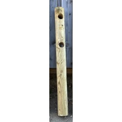 Poteau intermédiaire 2 lisses pour barrière en bois