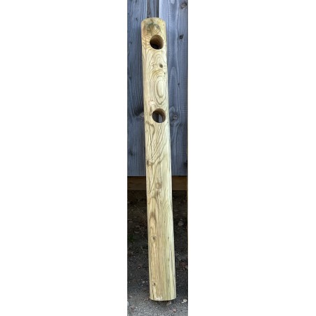 Poteau intermédiaire 2 lisses pour barrière en bois