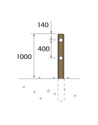 Rendu 3d avec mesures du poteau départ/arrivée 2 lisses pour barrière en bois