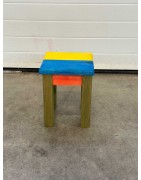 Tabouret enfant en bois multicolore