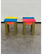 Tabouret enfant en bois multicolore