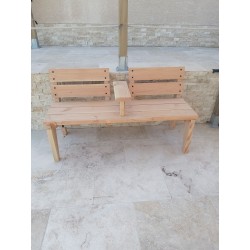 Banc en bois naturel avec accoudoir centrale et 2 dossier indépendant