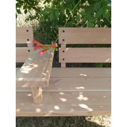 Banc en bois naturel avec accoudoir centrale et 2 dossier indépendant