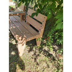 Banc en bois naturel avec accoudoir centrale et 2 dossier indépendant