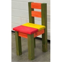 Chaise pour enfant en bois multicolore- fabrication artisanale Francaise
