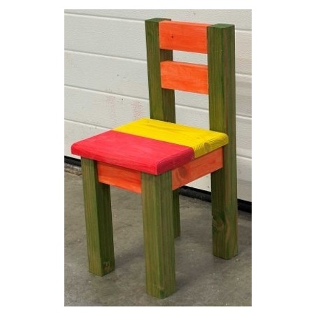 Chaise pour enfant en bois multicolore- fabrication artisanale Francaise