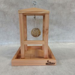 Mangeoire à oiseaux en bois naturel – Support pour boules de graisse