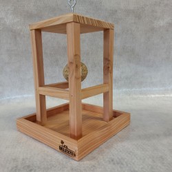 Mangeoire à oiseaux en bois naturel – Support pour boules de graisse