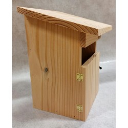 Nichoir à oiseaux en bois naturel rouge -gorge avec porte – Abri de nidification extérieur