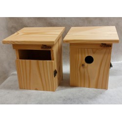 Nichoir à oiseaux en bois naturel rouge -gorge avec porte – Abri de nidification extérieur