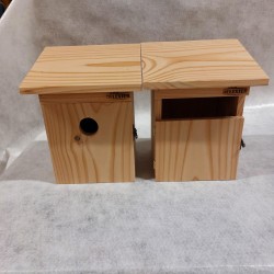 Nichoir pour mésanges en bois naturel avec porte – Abri de nidification