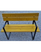 Banc en bois lasure jaune avec ces pieds en métal noir