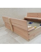 Bac à sable enfant en bois avec couvercle